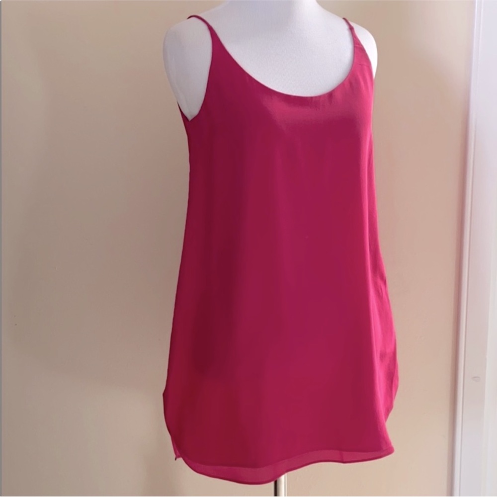 NWT Massimo Dutti Italy 100% Silk Fuschia Camisole Tank Top 2 XS Pink Shirt New